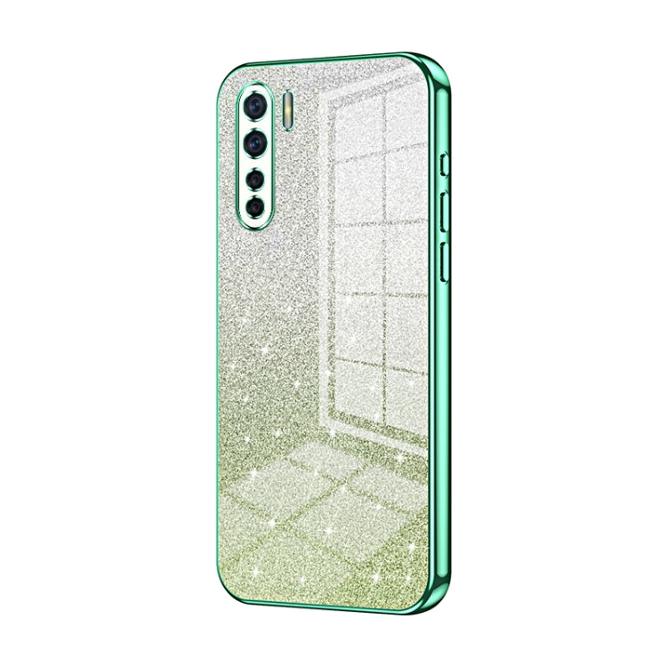 For OPPO A91 Gradient Glitter Powder Electroplated Phone Case(Green) - OPPO Cases by PMC TechLife | Online Shopping South Africa | PMC TechLife | Buy Now Pay Later Mobicred