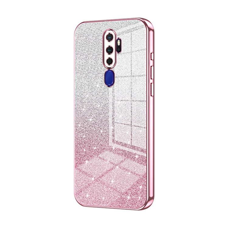 For OPPO A11x / A9 2020 Gradient Glitter Powder Electroplated Phone Case(Pink) - OPPO Cases by PMC TechLife | Online Shopping South Africa | PMC TechLife | Buy Now Pay Later Mobicred