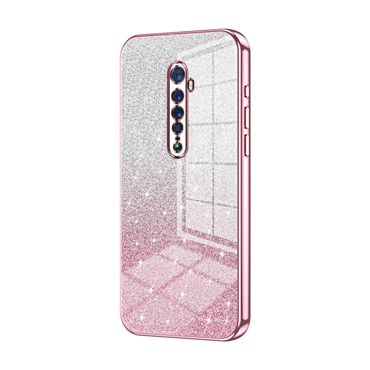 For OPPO Reno2 Gradient Glitter Powder Electroplated Phone Case(Pink) - OPPO Cases by PMC TechLife | Online Shopping South Africa | PMC TechLife | Buy Now Pay Later Mobicred