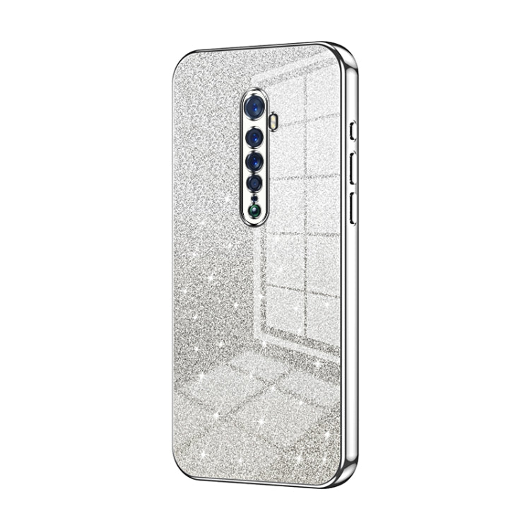 For OPPO Reno2 Gradient Glitter Powder Electroplated Phone Case(Silver) - OPPO Cases by PMC TechLife | Online Shopping South Africa | PMC TechLife | Buy Now Pay Later Mobicred
