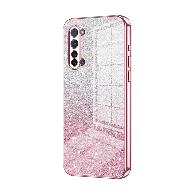 For OPPO Reno3 5G / Find X2 Lite Gradient Glitter Powder Electroplated Phone Case(Pink) - OPPO Cases by PMC TechLife | Online Shopping South Africa | PMC TechLife | Buy Now Pay Later Mobicred