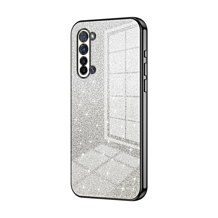 For OPPO Reno3 5G / Find X2 Lite Gradient Glitter Powder Electroplated Phone Case(Black) - OPPO Cases by PMC TechLife | Online Shopping South Africa | PMC TechLife | Buy Now Pay Later Mobicred