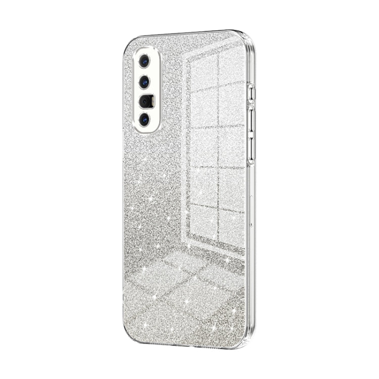 For OPPO Reno3 Pro Gradient Glitter Powder Electroplated Phone Case(Transparent) - OPPO Cases by PMC TechLife | Online Shopping South Africa | PMC TechLife | Buy Now Pay Later Mobicred