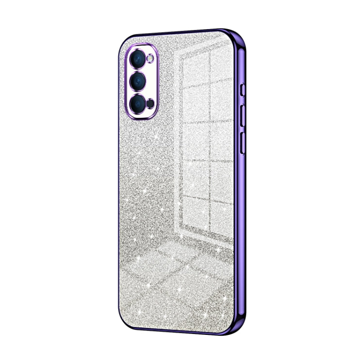 For OPPO Reno4 Gradient Glitter Powder Electroplated Phone Case(Purple) - OPPO Cases by PMC TechLife | Online Shopping South Africa | PMC TechLife | Buy Now Pay Later Mobicred