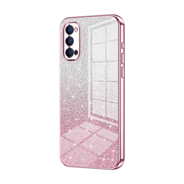 For OPPO Reno4 Gradient Glitter Powder Electroplated Phone Case(Pink) - OPPO Cases by PMC TechLife | Online Shopping South Africa | PMC TechLife | Buy Now Pay Later Mobicred