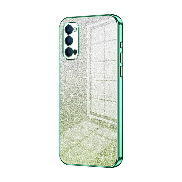 For OPPO Reno4 Gradient Glitter Powder Electroplated Phone Case(Green) - OPPO Cases by PMC TechLife | Online Shopping South Africa | PMC TechLife | Buy Now Pay Later Mobicred