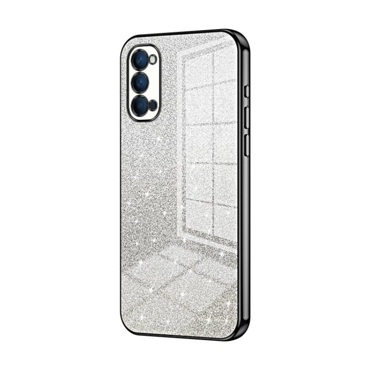 For OPPO Reno4 Gradient Glitter Powder Electroplated Phone Case(Black) - OPPO Cases by PMC TechLife | Online Shopping South Africa | PMC TechLife | Buy Now Pay Later Mobicred