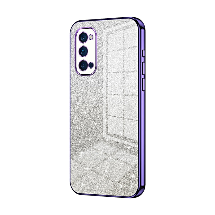For OPPO Reno4 Pro Gradient Glitter Powder Electroplated Phone Case(Purple) - OPPO Cases by PMC TechLife | Online Shopping South Africa | PMC TechLife | Buy Now Pay Later Mobicred