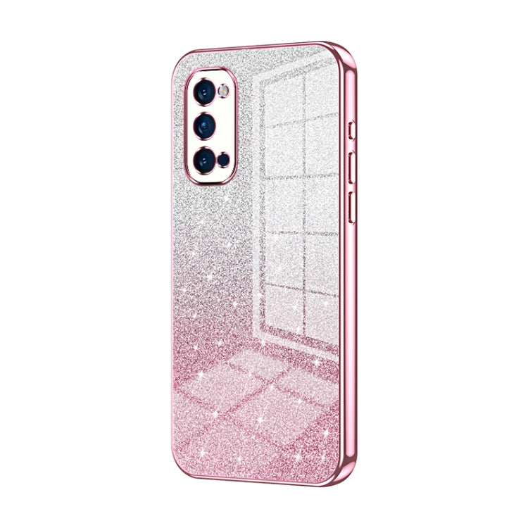 For OPPO Reno4 Pro Gradient Glitter Powder Electroplated Phone Case(Pink) - free shipping - PMC TechLife - Order now!