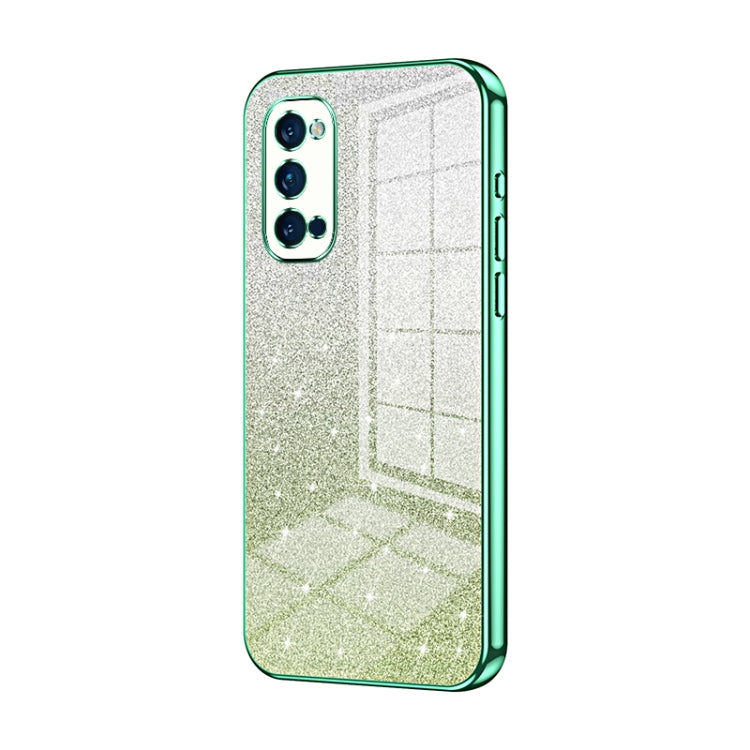 For OPPO Reno4 Pro Gradient Glitter Powder Electroplated Phone Case(Green) - free shipping - PMC TechLife - Order now!