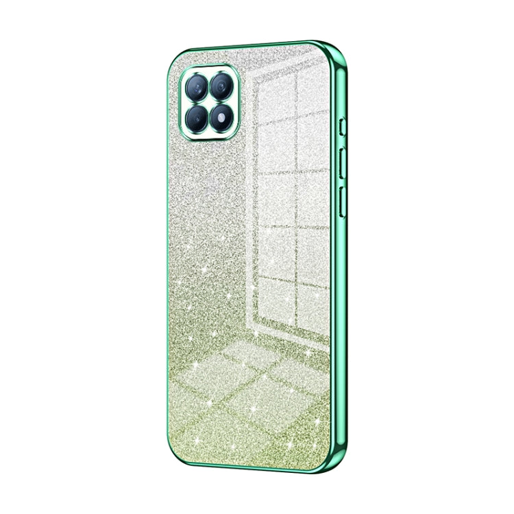 For OPPO Reno4 SE Gradient Glitter Powder Electroplated Phone Case(Green) - OPPO Cases by PMC TechLife | Online Shopping South Africa | PMC TechLife | Buy Now Pay Later Mobicred