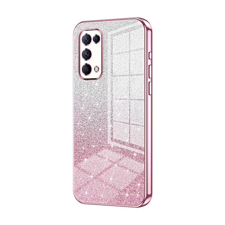 For OPPO Reno5 4G/5G / Reno5 K Gradient Glitter Powder Electroplated Phone Case(Pink) - OPPO Cases by PMC TechLife | Online Shopping South Africa | PMC TechLife | Buy Now Pay Later Mobicred