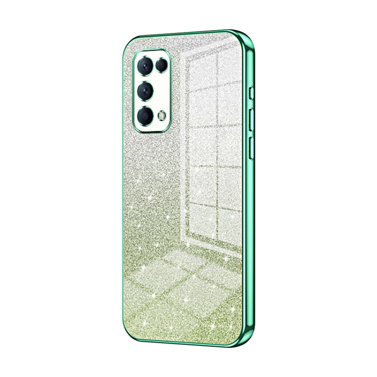 For OPPO Reno5 4G/5G / Reno5 K Gradient Glitter Powder Electroplated Phone Case(Green) - OPPO Cases by PMC TechLife | Online Shopping South Africa | PMC TechLife | Buy Now Pay Later Mobicred
