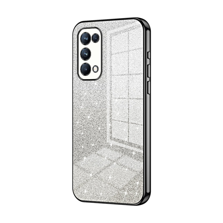 For OPPO Reno5 Pro Gradient Glitter Powder Electroplated Phone Case(Black) - OPPO Cases by PMC TechLife | Online Shopping South Africa | PMC TechLife | Buy Now Pay Later Mobicred