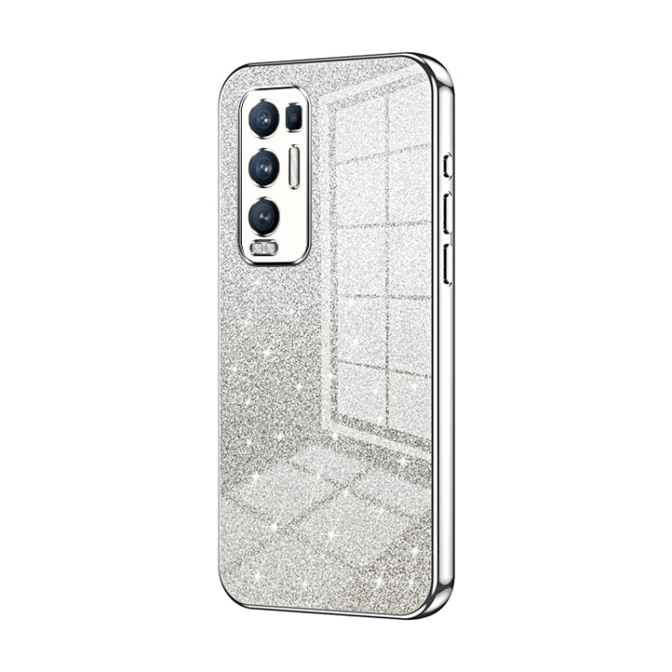 For OPPO Reno5 Pro+ Gradient Glitter Powder Electroplated Phone Case(Silver) - OPPO Cases by PMC TechLife | Online Shopping South Africa | PMC TechLife | Buy Now Pay Later Mobicred
