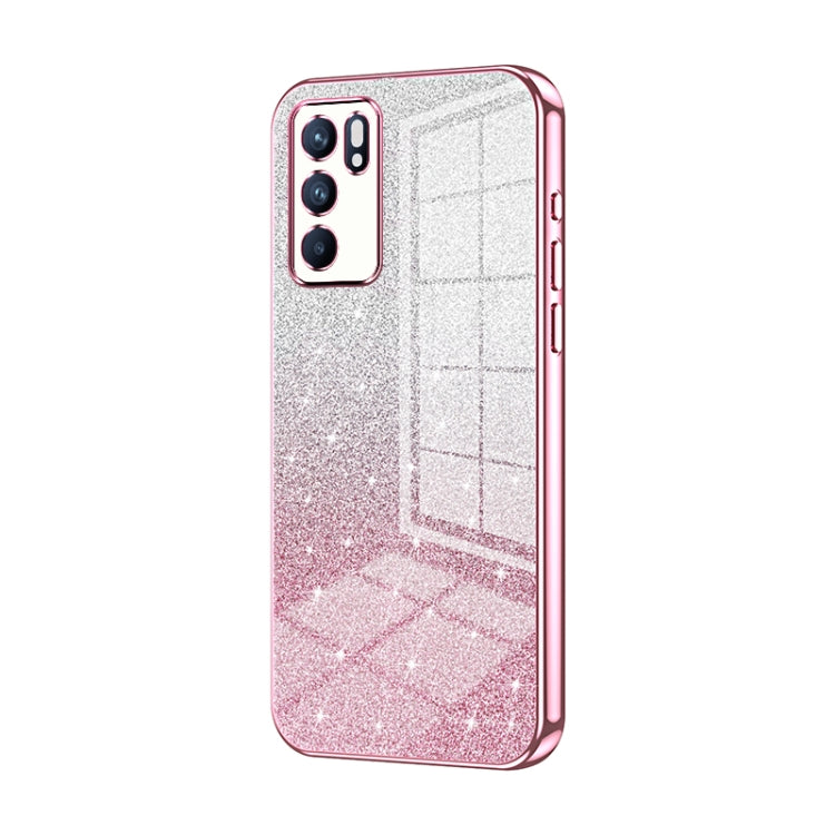 For OPPO Reno6 Indian / Malay Gradient Glitter Powder Electroplated Phone Case(Pink) - OPPO Cases by PMC TechLife | Online Shopping South Africa | PMC TechLife | Buy Now Pay Later Mobicred