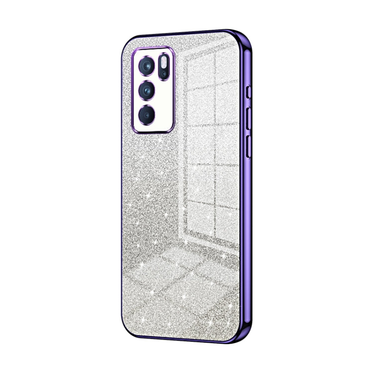 For OPPO Reno6 Pro Indian  Gradient Glitter Powder Electroplated Phone Case(Purple) - free shipping - PMC TechLife - Order now!