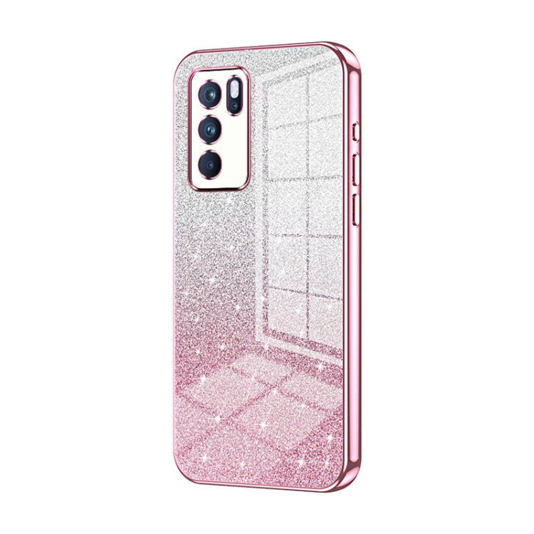 For OPPO Reno6 Pro Indian  Gradient Glitter Powder Electroplated Phone Case(Pink) - free shipping - PMC TechLife - Order now!