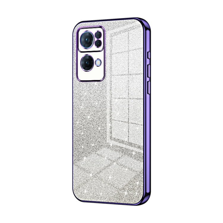 For OPPO Reno7 Pro Gradient Glitter Powder Electroplated Phone Case(Purple) - OPPO Cases by PMC TechLife | Online Shopping South Africa | PMC TechLife | Buy Now Pay Later Mobicred