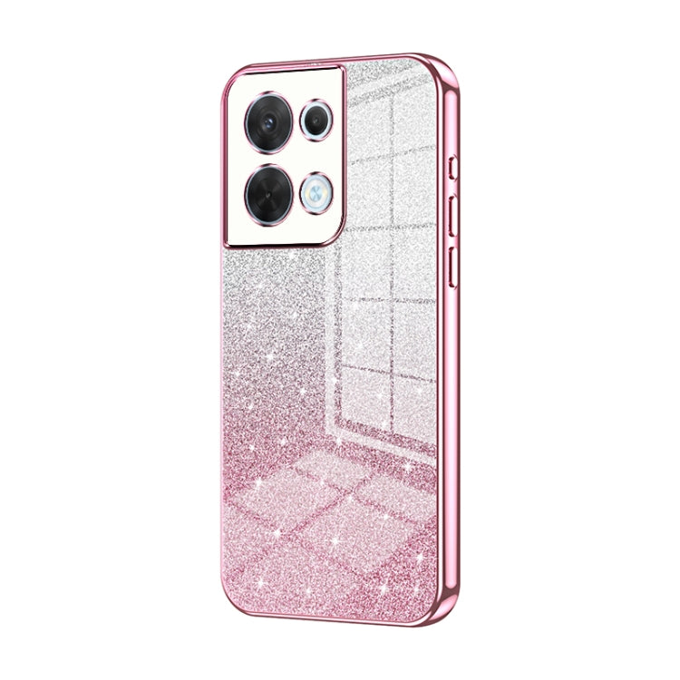 For OPPO Reno8 Gradient Glitter Powder Electroplated Phone Case(Pink) - OPPO Cases by PMC TechLife | Online Shopping South Africa | PMC TechLife | Buy Now Pay Later Mobicred