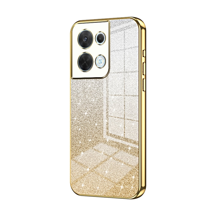 For OPPO Reno8 Gradient Glitter Powder Electroplated Phone Case(Gold) - free shipping - PMC TechLife - Order now!
