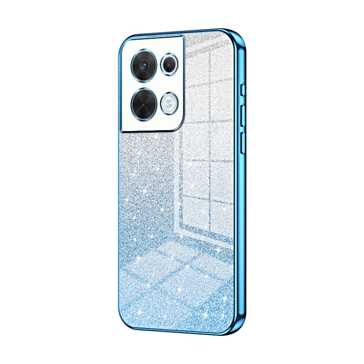 For OPPO Reno8 Gradient Glitter Powder Electroplated Phone Case(Blue) - OPPO Cases by PMC TechLife | Online Shopping South Africa | PMC TechLife | Buy Now Pay Later Mobicred