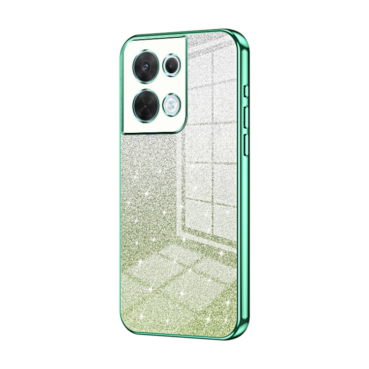 For OPPO Reno8 Gradient Glitter Powder Electroplated Phone Case(Green) - OPPO Cases by PMC TechLife | Online Shopping South Africa | PMC TechLife | Buy Now Pay Later Mobicred
