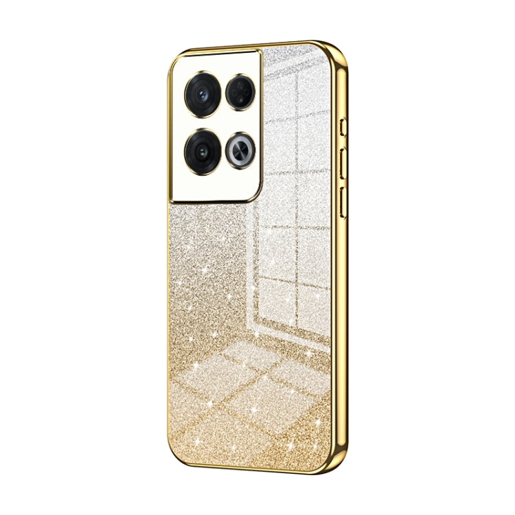 For OPPO Reno8 Pro Gradient Glitter Powder Electroplated Phone Case(Gold) - OPPO Cases by PMC TechLife | Online Shopping South Africa | PMC TechLife | Buy Now Pay Later Mobicred