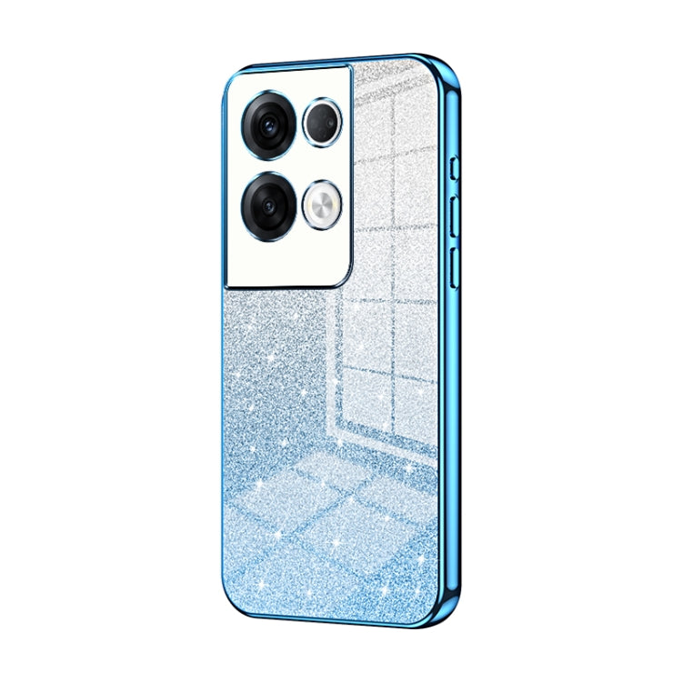 For OPPO Reno8 Pro+ Gradient Glitter Powder Electroplated Phone Case(Blue) - OPPO Cases by PMC TechLife | Online Shopping South Africa | PMC TechLife | Buy Now Pay Later Mobicred