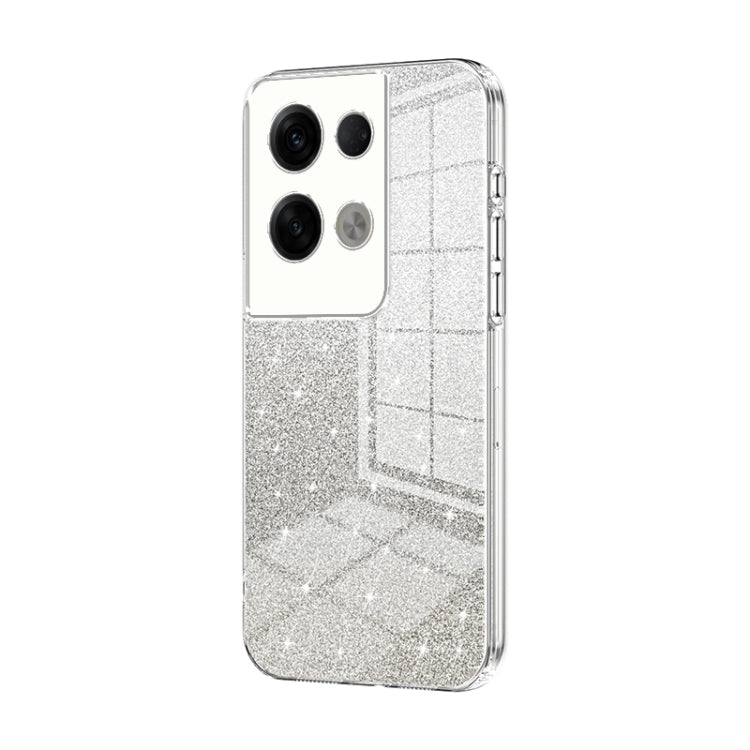 For OPPO Reno8 Pro+ Gradient Glitter Powder Electroplated Phone Case(Transparent) - free shipping - PMC TechLife - Order now!