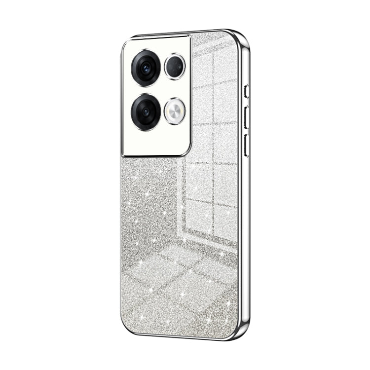 For OPPO Reno8 Pro+ Gradient Glitter Powder Electroplated Phone Case(Silver) - OPPO Cases by PMC TechLife | Online Shopping South Africa | PMC TechLife | Buy Now Pay Later Mobicred