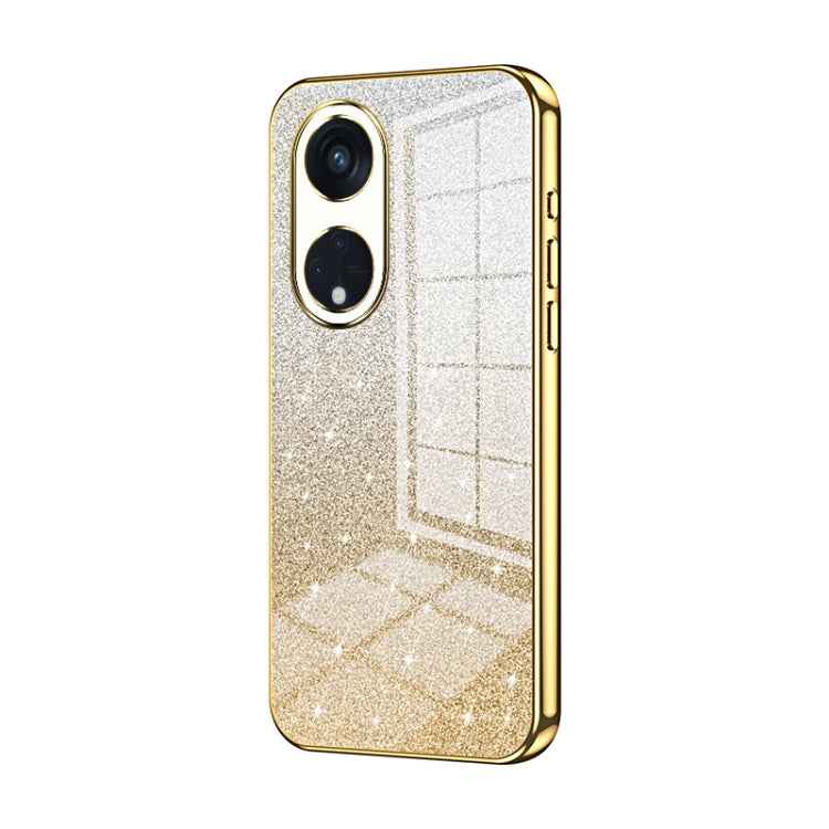 For OPPO Reno8 T 5G Gradient Glitter Powder Electroplated Phone Case(Gold) - OPPO Cases by PMC TechLife | Online Shopping South Africa | PMC TechLife | Buy Now Pay Later Mobicred