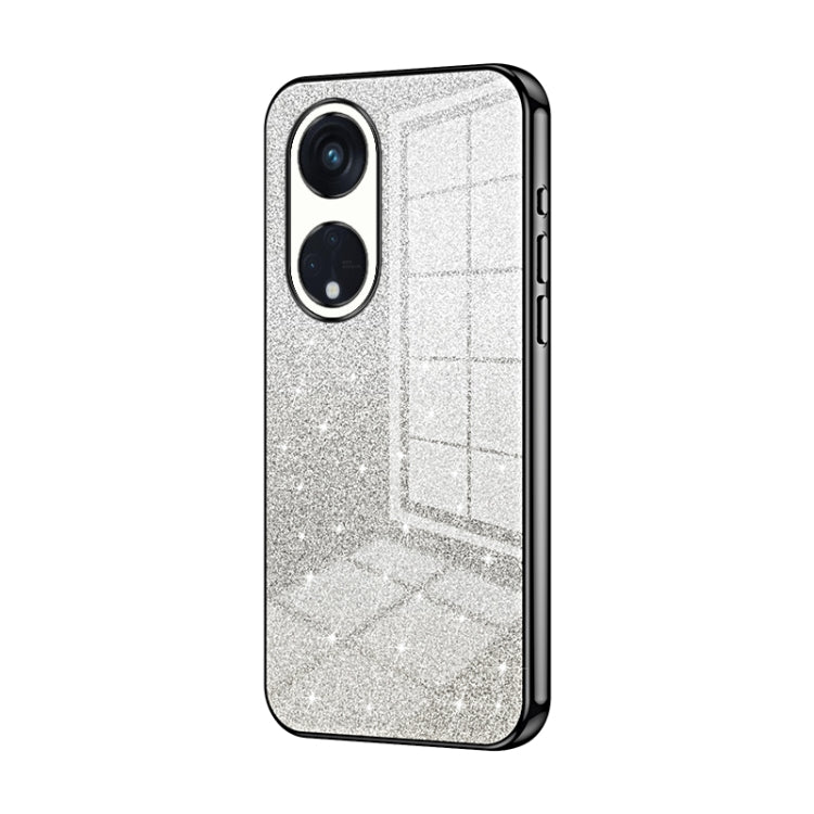For OPPO Reno8 T 5G Gradient Glitter Powder Electroplated Phone Case(Black) - OPPO Cases by PMC TechLife | Online Shopping South Africa | PMC TechLife | Buy Now Pay Later Mobicred