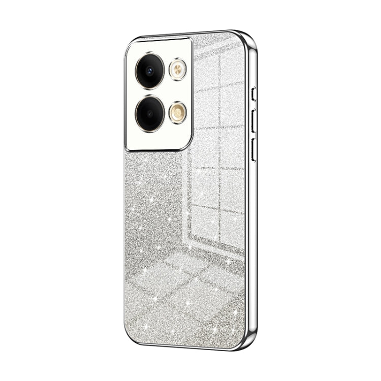 For OPPO Reno9 / Reno9 Pro Gradient Glitter Powder Electroplated Phone Case(Silver) - OPPO Cases by PMC TechLife | Online Shopping South Africa | PMC TechLife | Buy Now Pay Later Mobicred