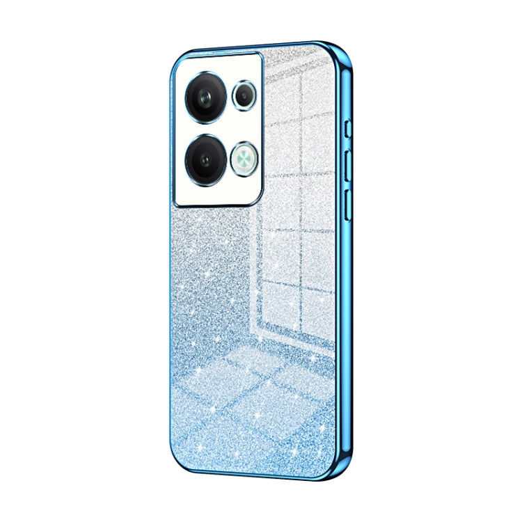 For OPPO Reno9 Pro+ Gradient Glitter Powder Electroplated Phone Case(Blue) - OPPO Cases by PMC TechLife | Online Shopping South Africa | PMC TechLife | Buy Now Pay Later Mobicred