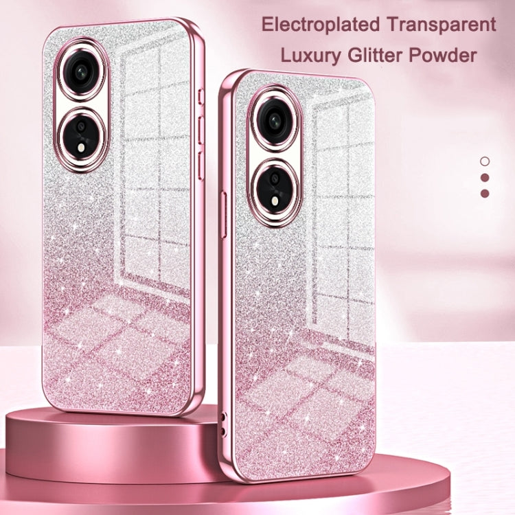 For OPPO Reno6 Pro Indian  Gradient Glitter Powder Electroplated Phone Case(Silver) - OPPO Cases by PMC TechLife | Online Shopping South Africa | PMC TechLife