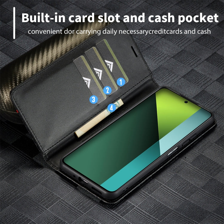 For Xiaomi Redmi Note 13 4G LC.IMEEKE Carbon Fiber Texture Flip Leather Phone Case(Horizontal Black) - Note 13 Cases by LC.IMEEKE | Online Shopping South Africa | PMC TechLife | Buy Now Pay Later Mobicred