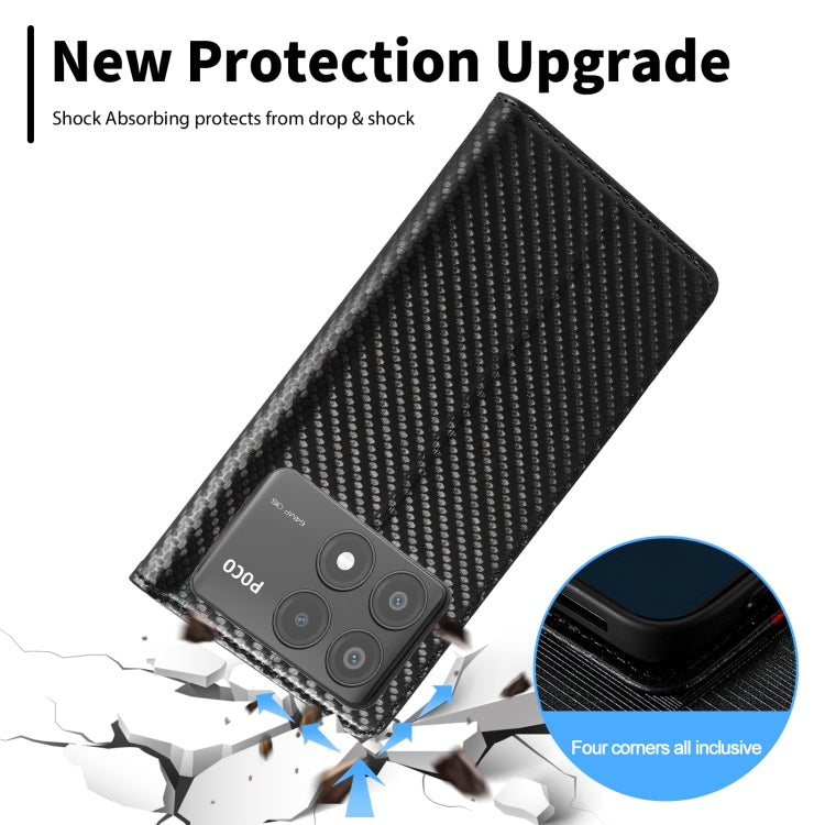 For Xiaomi Poco X6 Pro 5G LC.IMEEKE Carbon Fiber Texture Flip Leather Phone Case(Vertical Black) - free shipping - PMC TechLife - Order now!