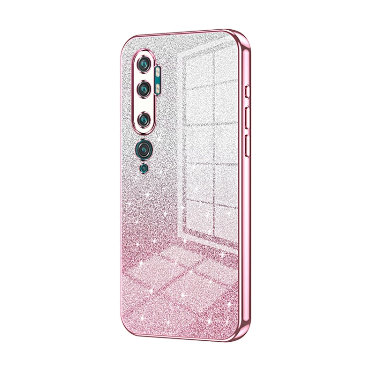 For Xiaomi Mi CC9 Pro / Mi Note 10 Gradient Glitter Powder Electroplated Phone Case(Pink) - Xiaomi Cases by PMC TechLife | Online Shopping South Africa | PMC TechLife