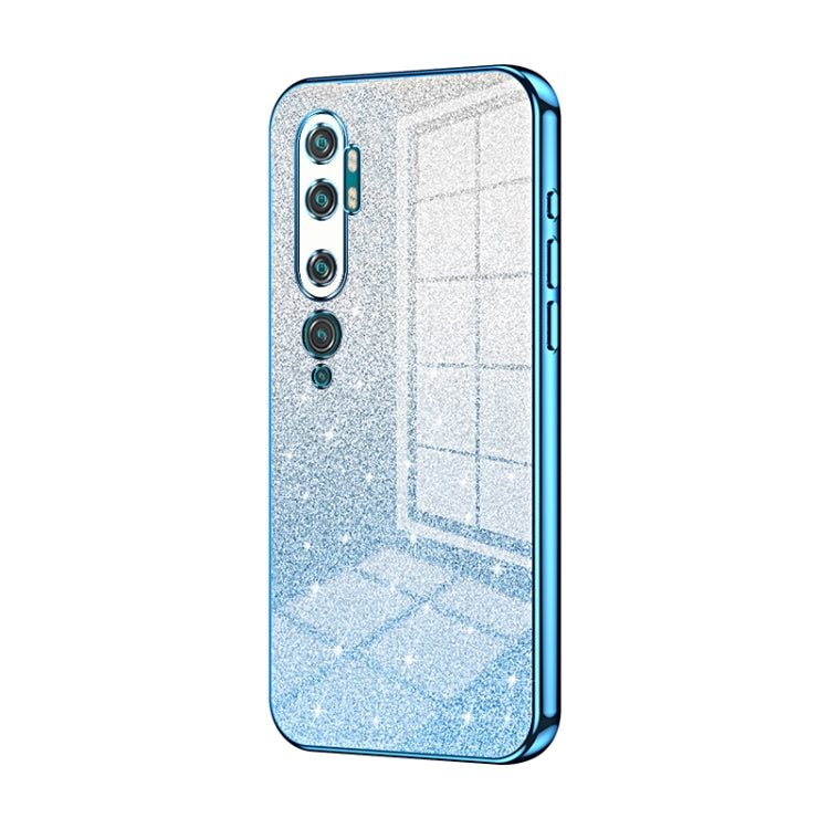 For Xiaomi Mi CC9 Pro / Mi Note 10 Gradient Glitter Powder Electroplated Phone Case(Blue) - Xiaomi Cases by PMC TechLife | Online Shopping South Africa | PMC TechLife