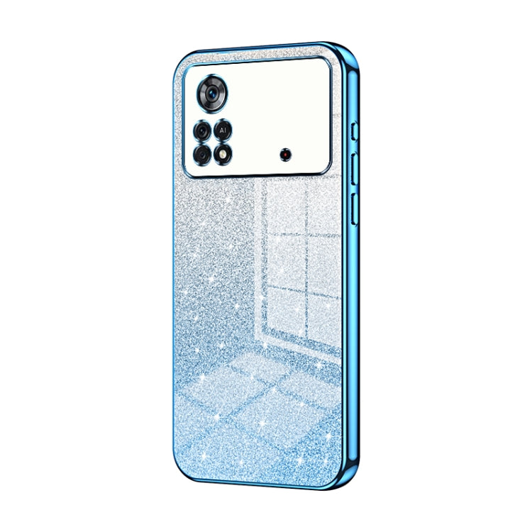 For Xiaomi Poco X4 Pro 5G Gradient Glitter Powder Electroplated Phone Case(Blue) - Poco X4 Pro 5G Cases by PMC TechLife | Online Shopping South Africa | PMC TechLife