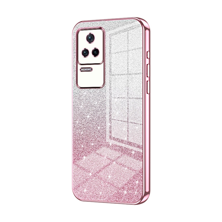 For Xiaomi Redmi K40S / Poco F4 Gradient Glitter Powder Electroplated Phone Case(Pink) - Xiaomi Cases by PMC TechLife | Online Shopping South Africa | PMC TechLife | Buy Now Pay Later Mobicred