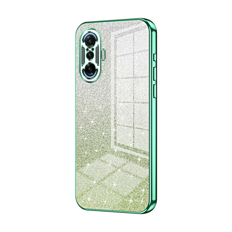 For Xiaomi Redmi K40 Gaming/Poco F3 GT Gradient Glitter Powder Electroplated Phone Case(Green) - Xiaomi Cases by PMC TechLife | Online Shopping South Africa | PMC TechLife | Buy Now Pay Later Mobicred