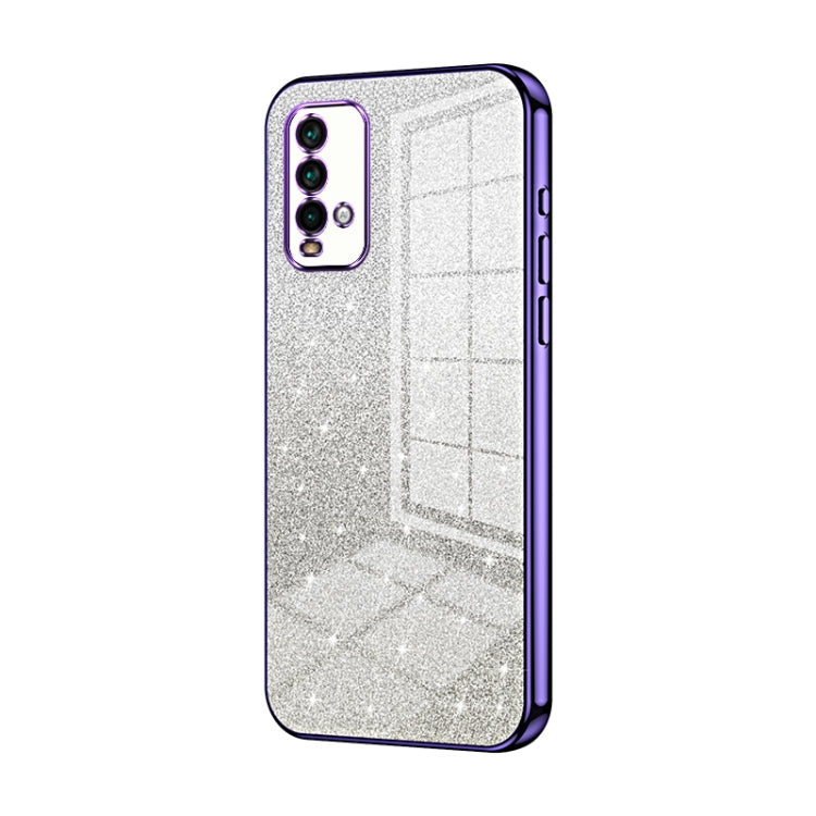 For Xiaomi Redmi Note 9 4G Gradient Glitter Powder Electroplated Phone Case(Purple) - Xiaomi Cases by PMC TechLife | Online Shopping South Africa | PMC TechLife | Buy Now Pay Later Mobicred