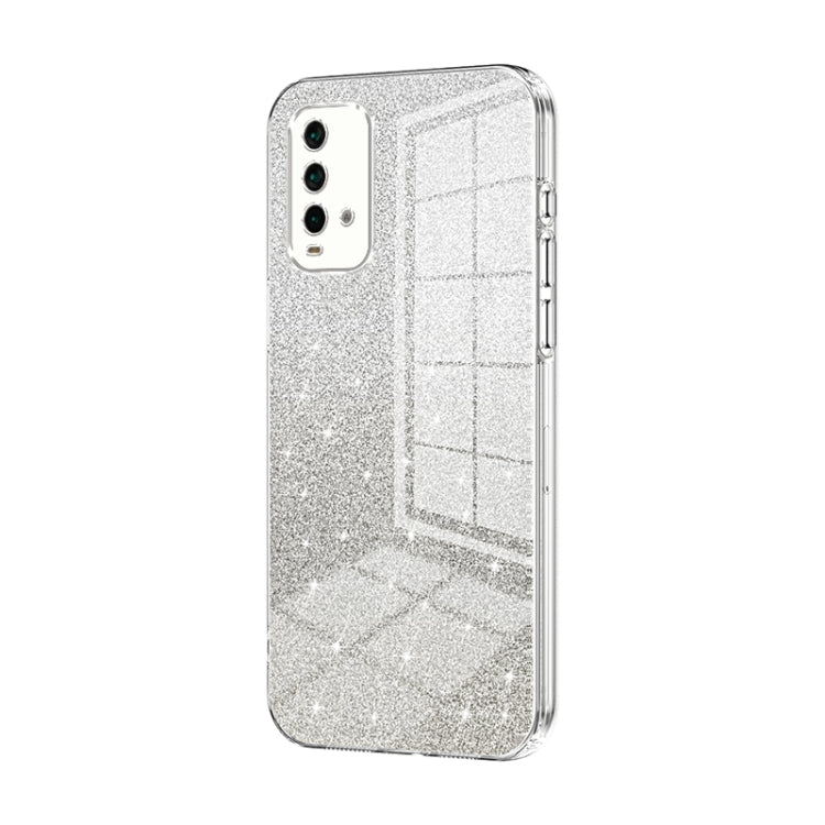 For Xiaomi Redmi Note 9 4G Gradient Glitter Powder Electroplated Phone Case(Transparent) - Xiaomi Cases by PMC TechLife | Online Shopping South Africa | PMC TechLife | Buy Now Pay Later Mobicred