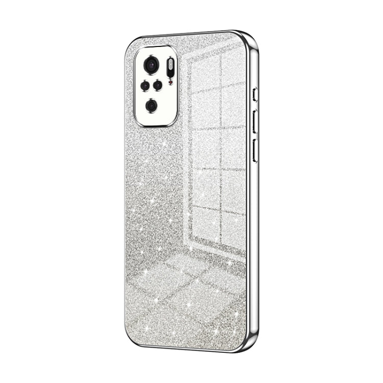 For Xiaomi Redmi Note 10/Note 10S Gradient Glitter Powder Electroplated Phone Case(Silver) - Xiaomi Cases by PMC TechLife | Online Shopping South Africa | PMC TechLife | Buy Now Pay Later Mobicred