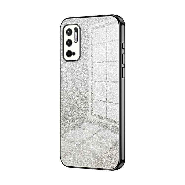 For Xiaomi Redmi Note 10 5G / Note 10T 5G Gradient Glitter Powder Electroplated Phone Case(Black) - Xiaomi Cases by PMC TechLife | Online Shopping South Africa | PMC TechLife | Buy Now Pay Later Mobicred