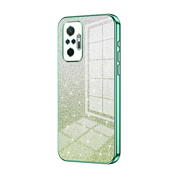 For Xiaomi Redmi Note 10 Pro/10 Pro Max Gradient Glitter Powder Electroplated Phone Case(Green) - Xiaomi Cases by PMC TechLife | Online Shopping South Africa | PMC TechLife | Buy Now Pay Later Mobicred