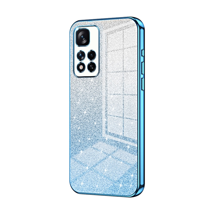 For Xiaomi Redmi Note 11 Pro+ 5G Gradient Glitter Powder Electroplated Phone Case(Blue) - Xiaomi Cases by PMC TechLife | Online Shopping South Africa | PMC TechLife | Buy Now Pay Later Mobicred