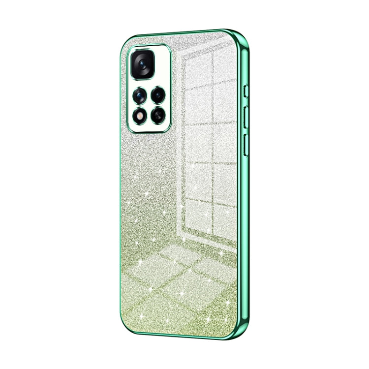 For Xiaomi Redmi Note 11 Pro+ 5G Gradient Glitter Powder Electroplated Phone Case(Green) - Xiaomi Cases by PMC TechLife | Online Shopping South Africa | PMC TechLife | Buy Now Pay Later Mobicred